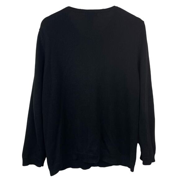 Holiday Black Sweater Festive Ornaments Christmas Sweater Vintage Large - Picture 2 of 8